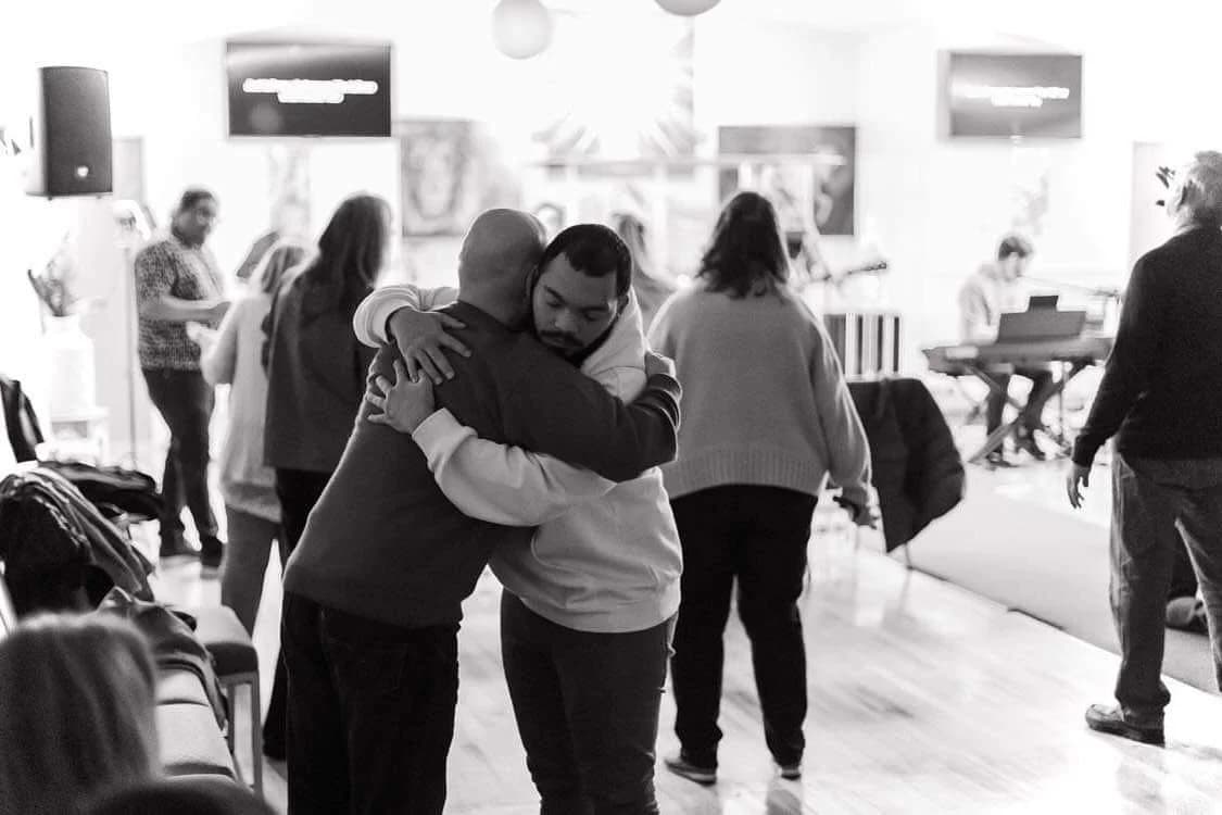 Welcoming one another after service